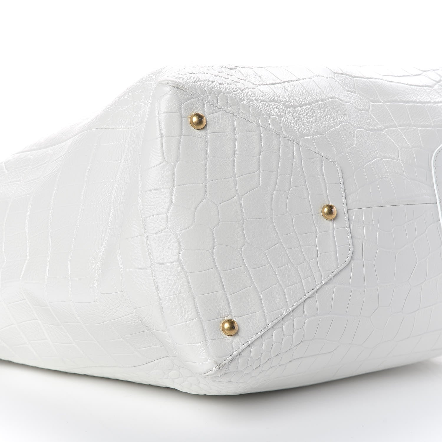 Chanel Calfskin Crocodile Embossed Large Cocodile Shopping Tote White 9 of 11