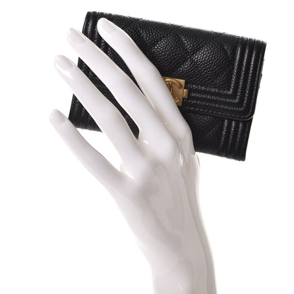 Chanel Caviar Quilted Boy Flap Card Holder Black 2 of 9