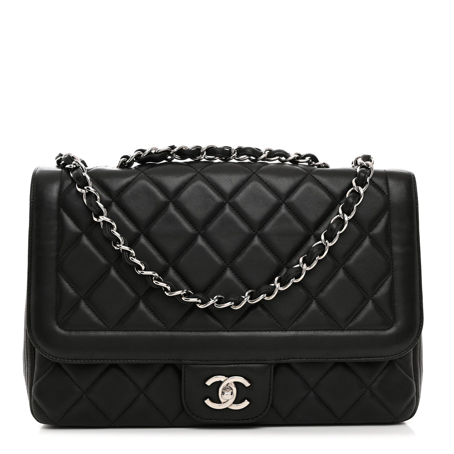 Lambskin Quilted Large Coco Rider Flap Black