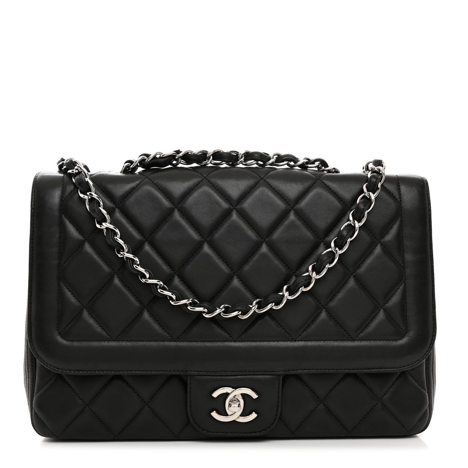 Chanel Lambskin Quilted Large Coco Rider Flap Black 1 of 10