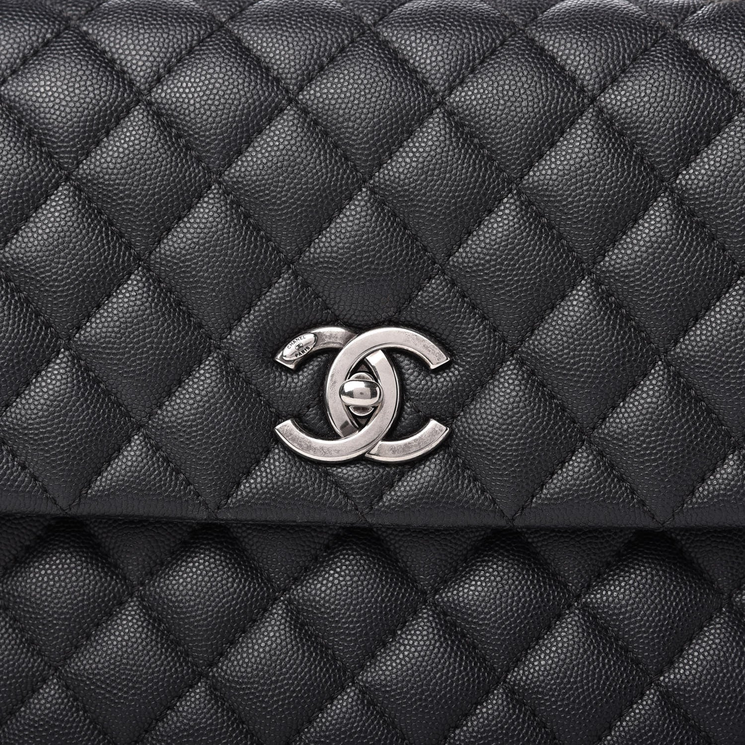 Chanel Caviar Lizard Quilted Medium Coco Handle Flap Black 10 of 10