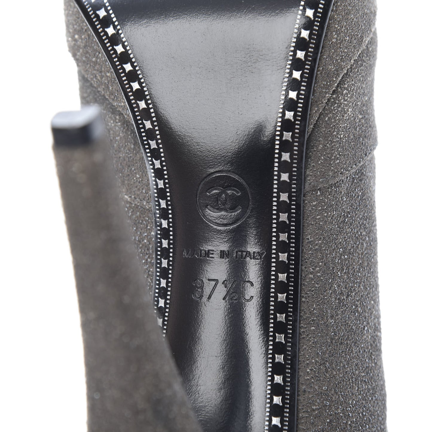 Glitter Suede Cap Toe Short Boots 37.5 Taupe Black