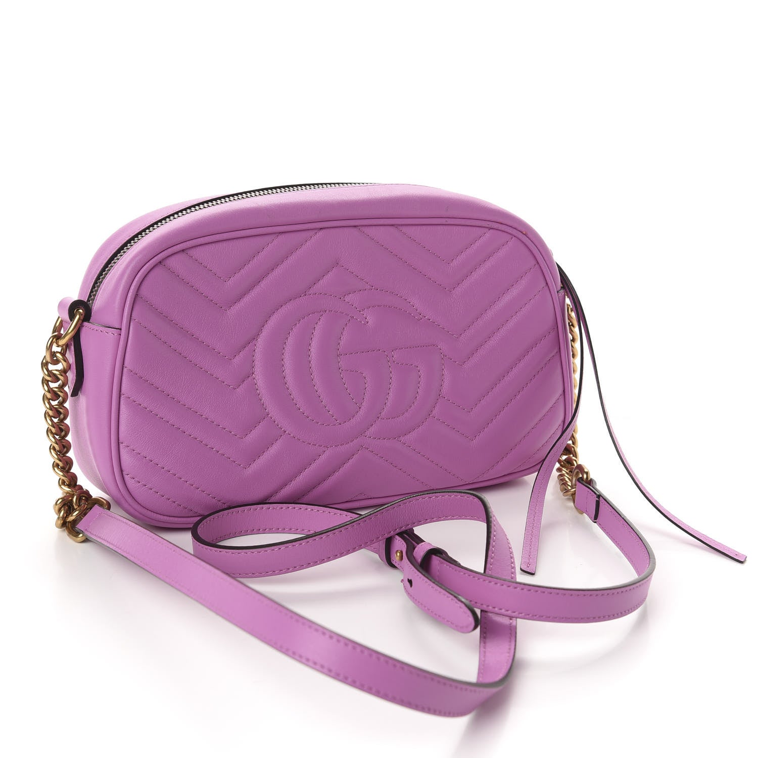 Gucci Calfskin Matelasse Small GG Marmont Chain Shoulder Bag Candy Mousse 3 of 11