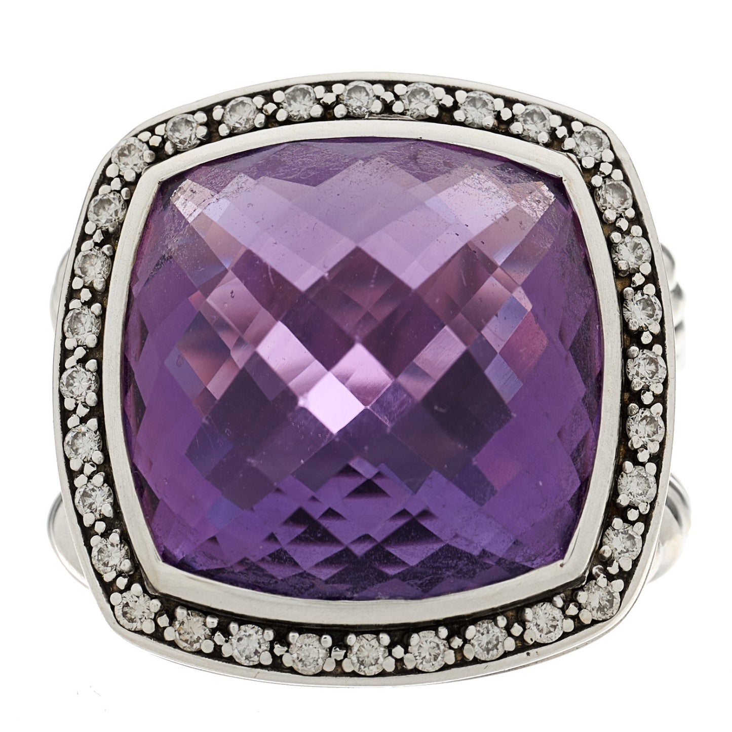 Sterling Silver Diamond Amethyst 17mm Albion Ring 51 5.75