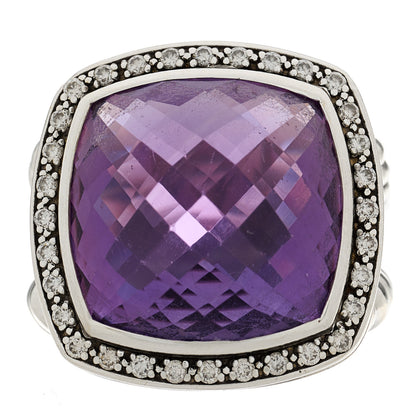 David Yurman Sterling Silver Diamond Amethyst 17mm Albion Ring 51 5.75 1 of 5