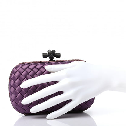Bottega Veneta Satin Intreccio Impero Ayers Knot Clutch Purple 2 of 6