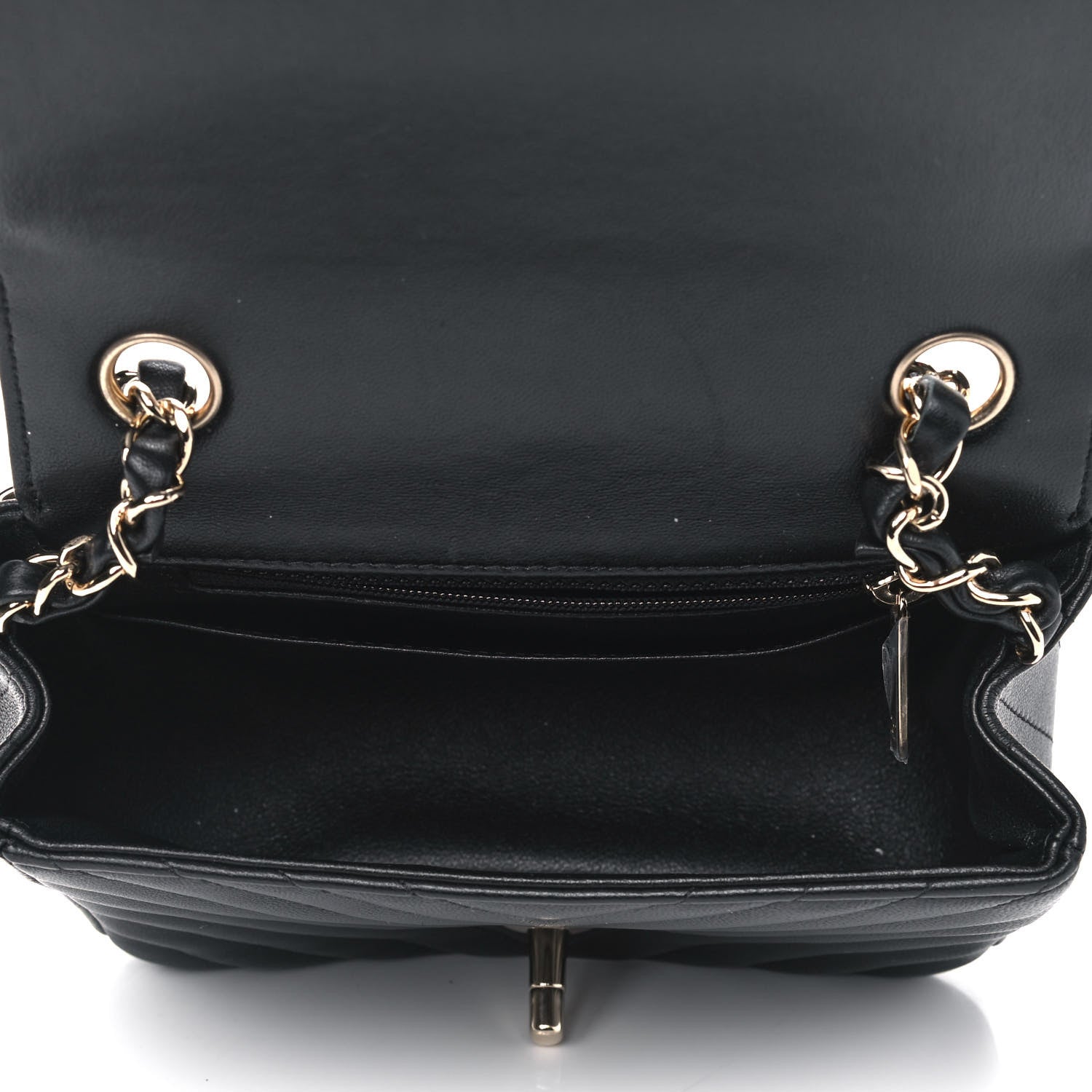 Chanel Lambskin Chevron Quilted Mini Square Flap Black 4 of 4