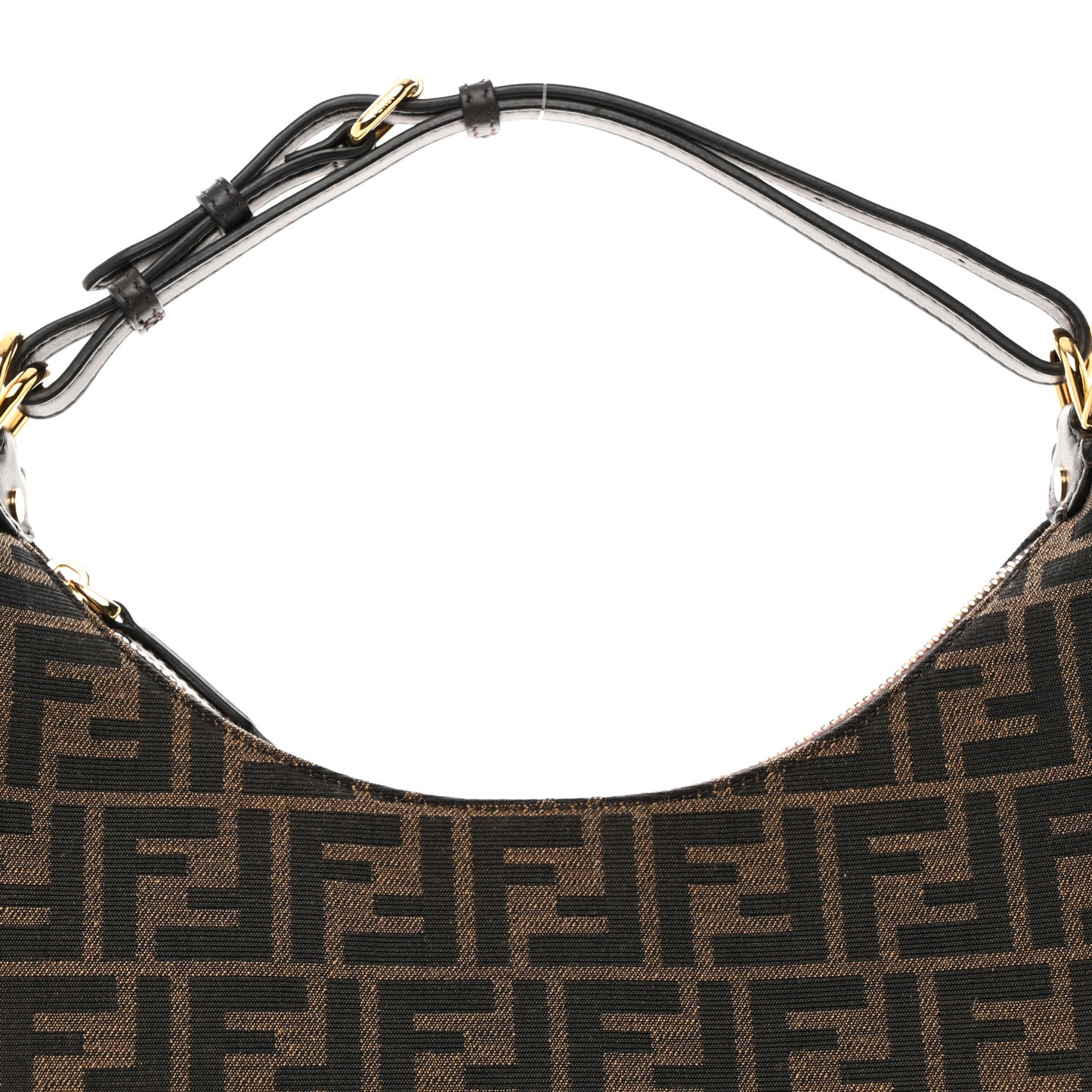 Fabric Jacquard Vitello Grace FF 1974 Small Fendigraphy Hobo Bag Tobacco Moro Ebano