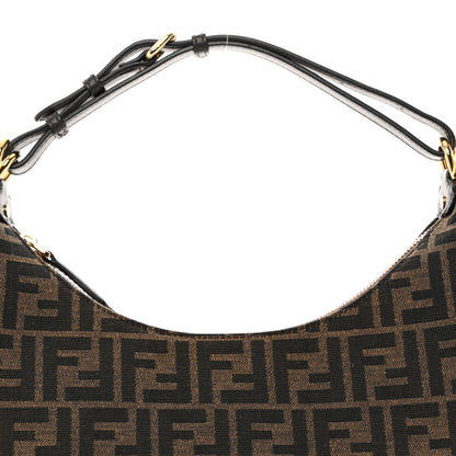 Fendi Fabric Jacquard Vitello Grace FF 1974 Small Fendigraphy Hobo Bag Tobacco Moro Ebano 8 of 10