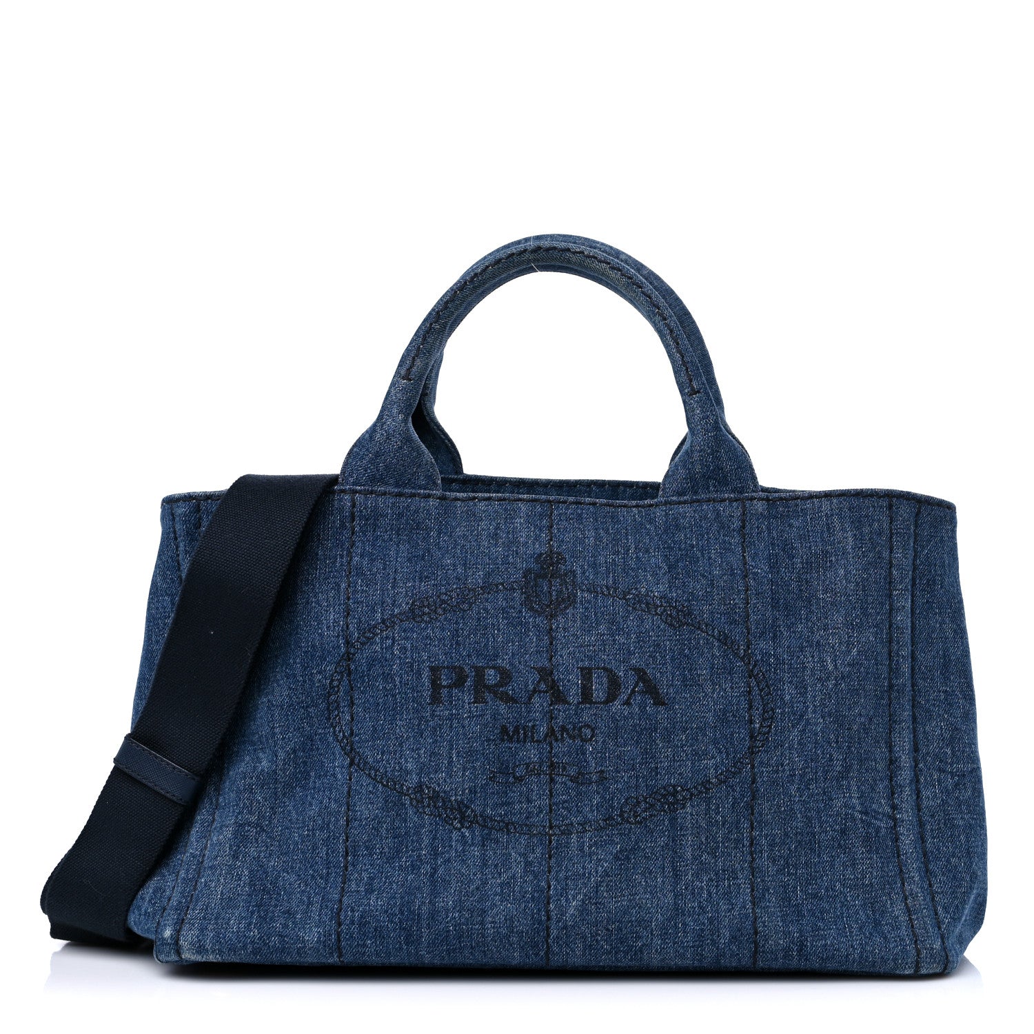 Prada Denim Logo Tote Bleu 1 of 12