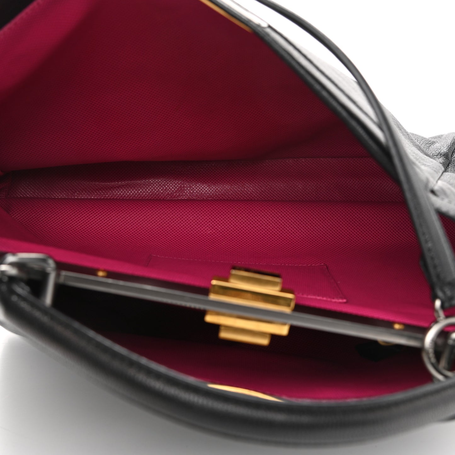 Goatskin Large Peekaboo Iconic Satchel Black Lampone