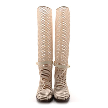 Christian Dior Empriente Mesh Montaigne Knee Boots 37.5 Off White 2 of 9