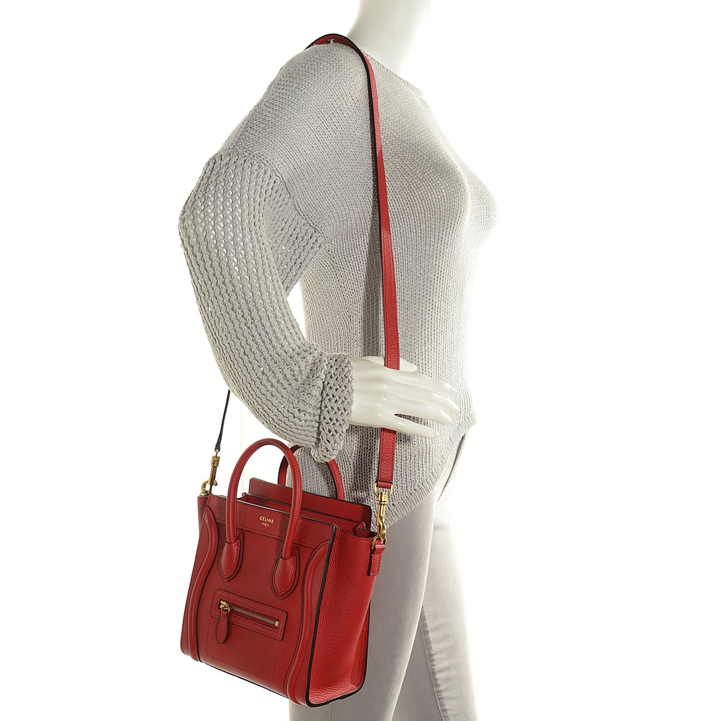 Drummed Calfskin Nano Luggage Coquelicot