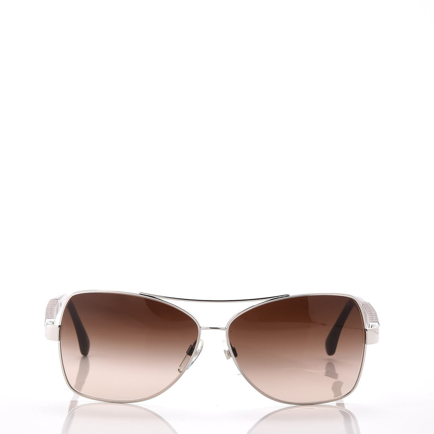 Lambskin Quilted CC Aviator Sunglasses 4196-Q Silver Taupe