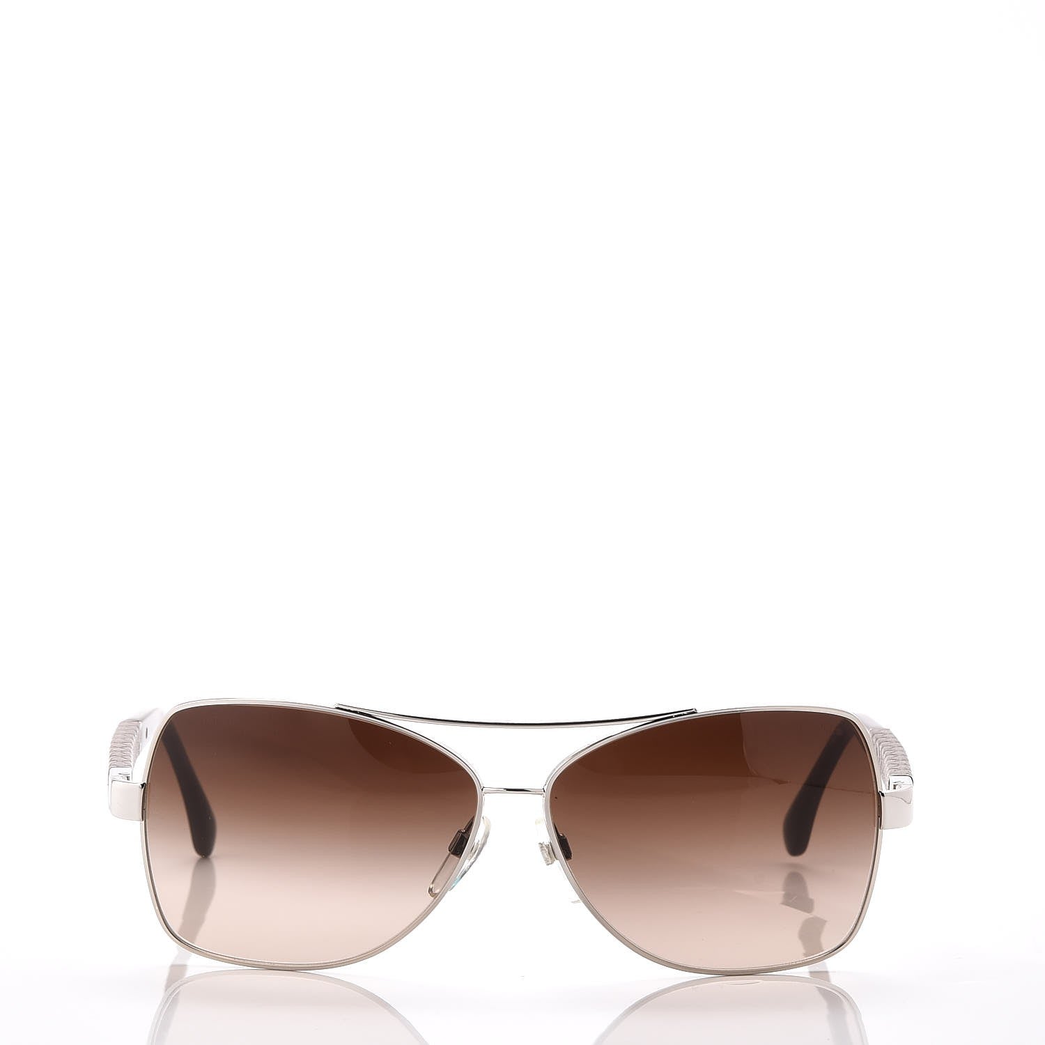Chanel Lambskin Quilted CC Aviator Sunglasses 4196-Q Silver Taupe 2 of 7