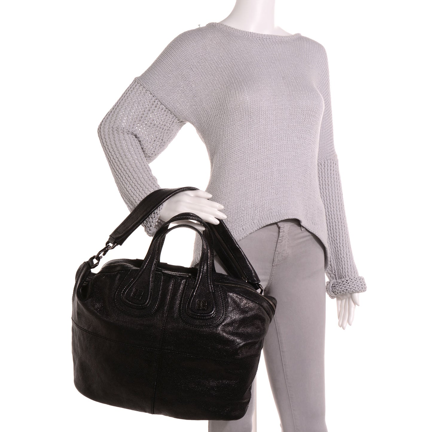 Grained Calfskin Large Nightingale Black