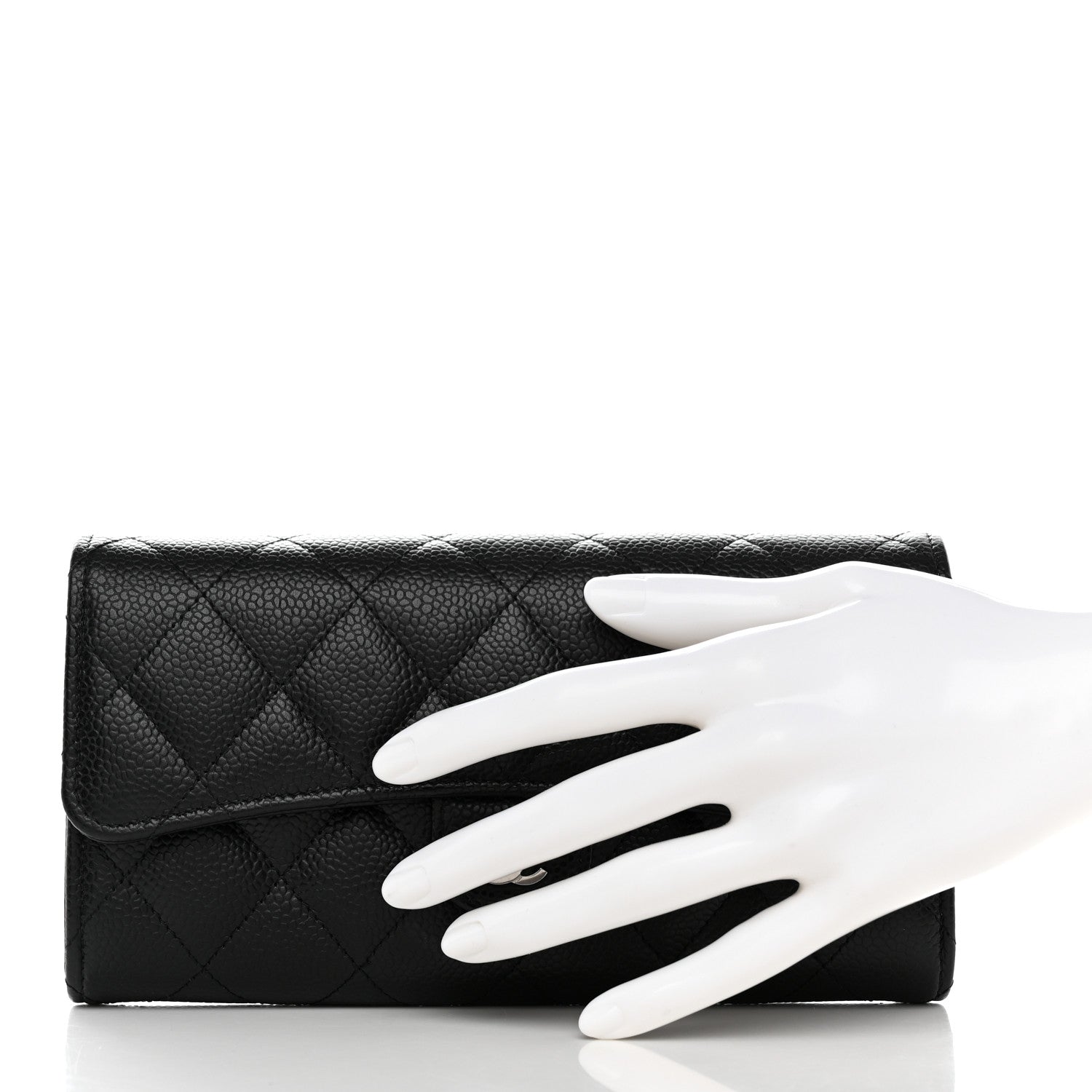Chanel Caviar Quilted Large Gusset Flap Wallet Black 2 of 8
