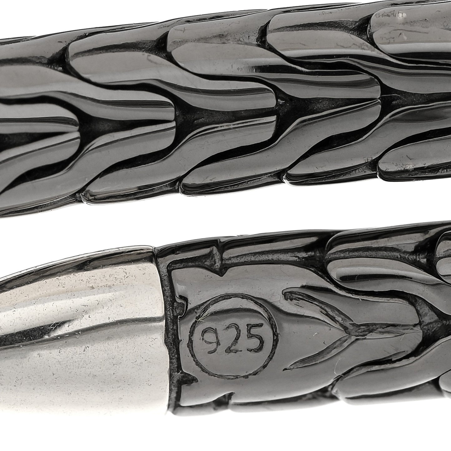 Sterling Silver Black Rhodium Diamond Classic Chain Spear Flex Cuff Bracelet