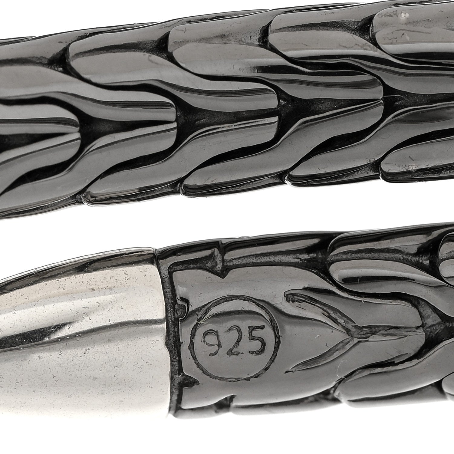 John Hardy Sterling Silver Black Rhodium Diamond Classic Chain Spear Flex Cuff Bracelet 3 of 4