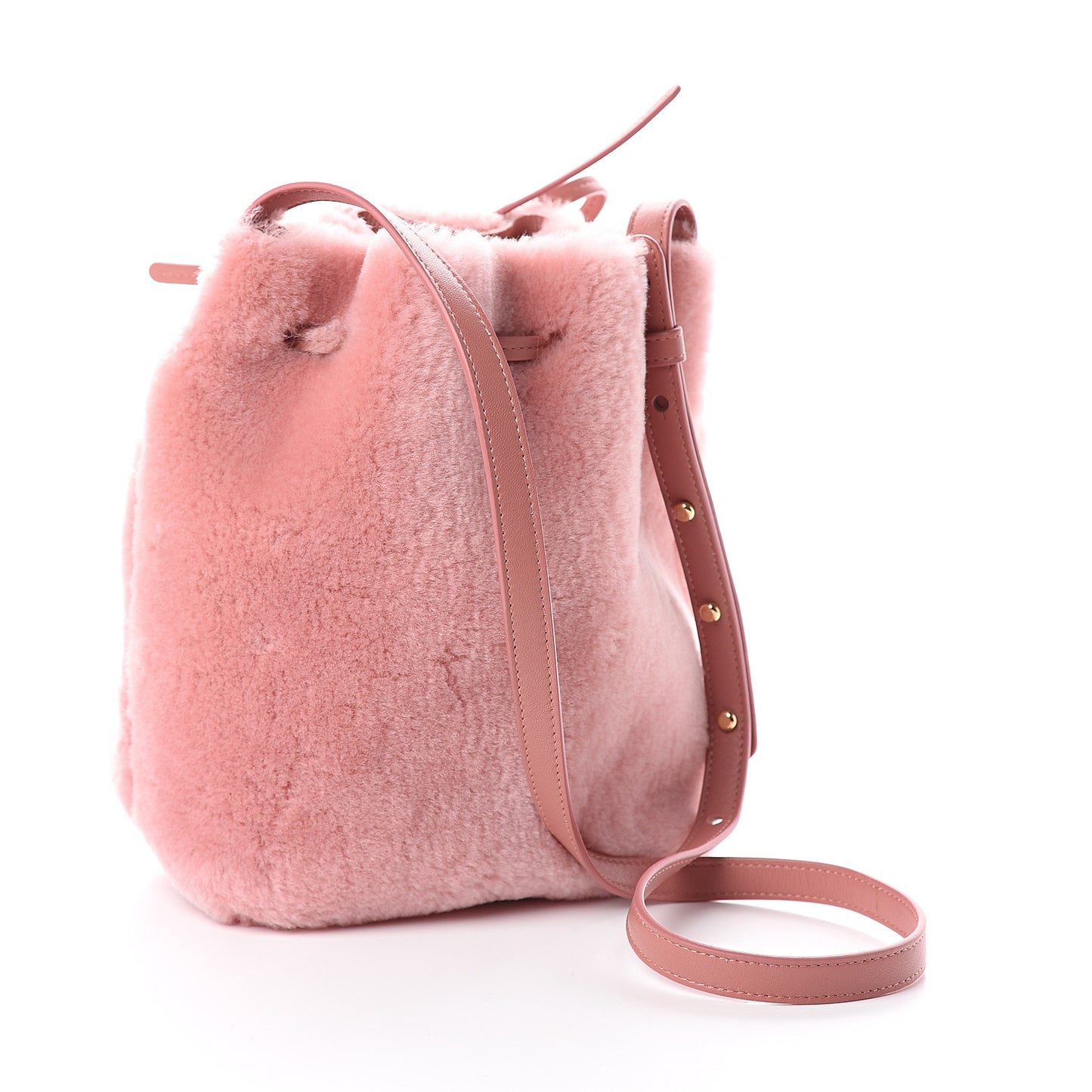 Shearling Mini Bucket Bag Blush