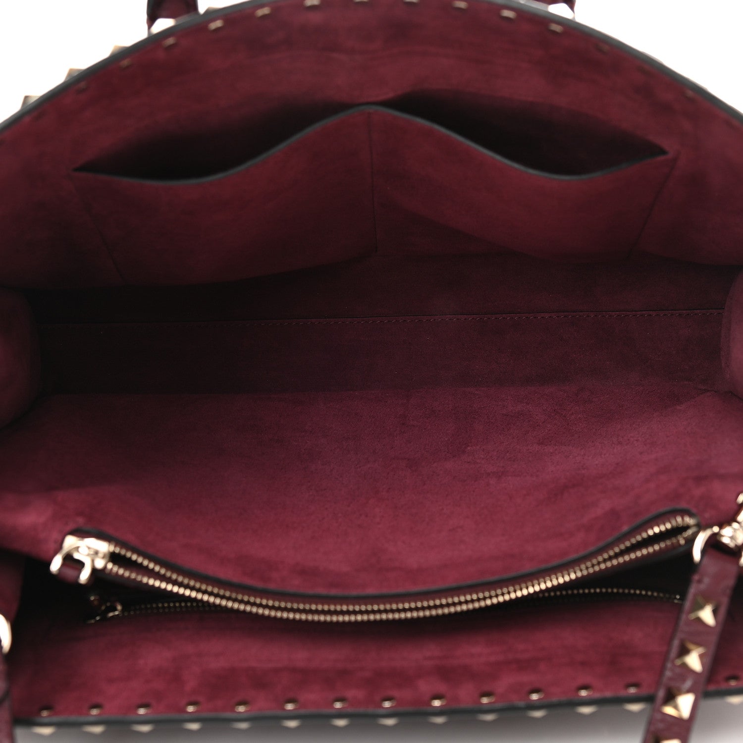 Valentino Garavani Grained Calfskin Medium Rockstud Double Handle Horizontal Tote Rubin 5 of 8