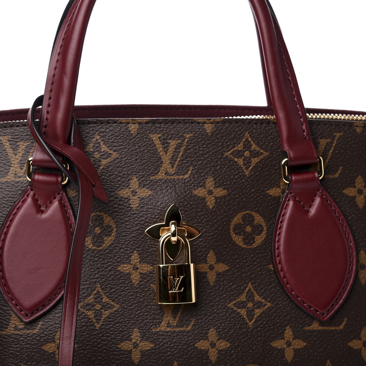 Monogram Flower Zipped Tote MM Bordeaux