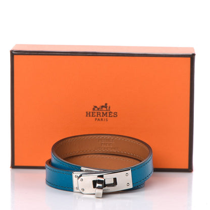 Hermes Tadelakt Kelly Double Tour Bracelet M Bleu Izmir 7 of 7