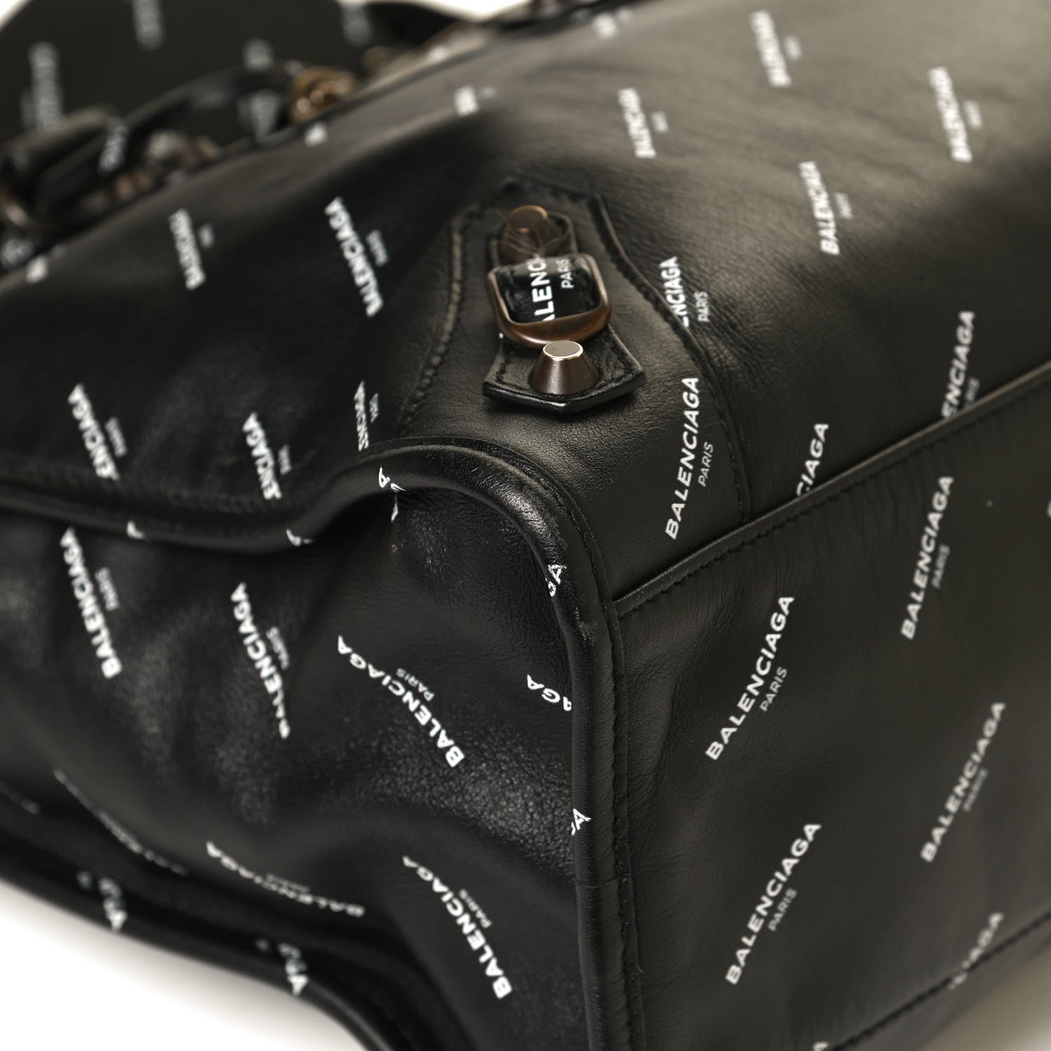 Balenciaga Veau Allover Logo Classic Hardware City Black White 12 of 12
