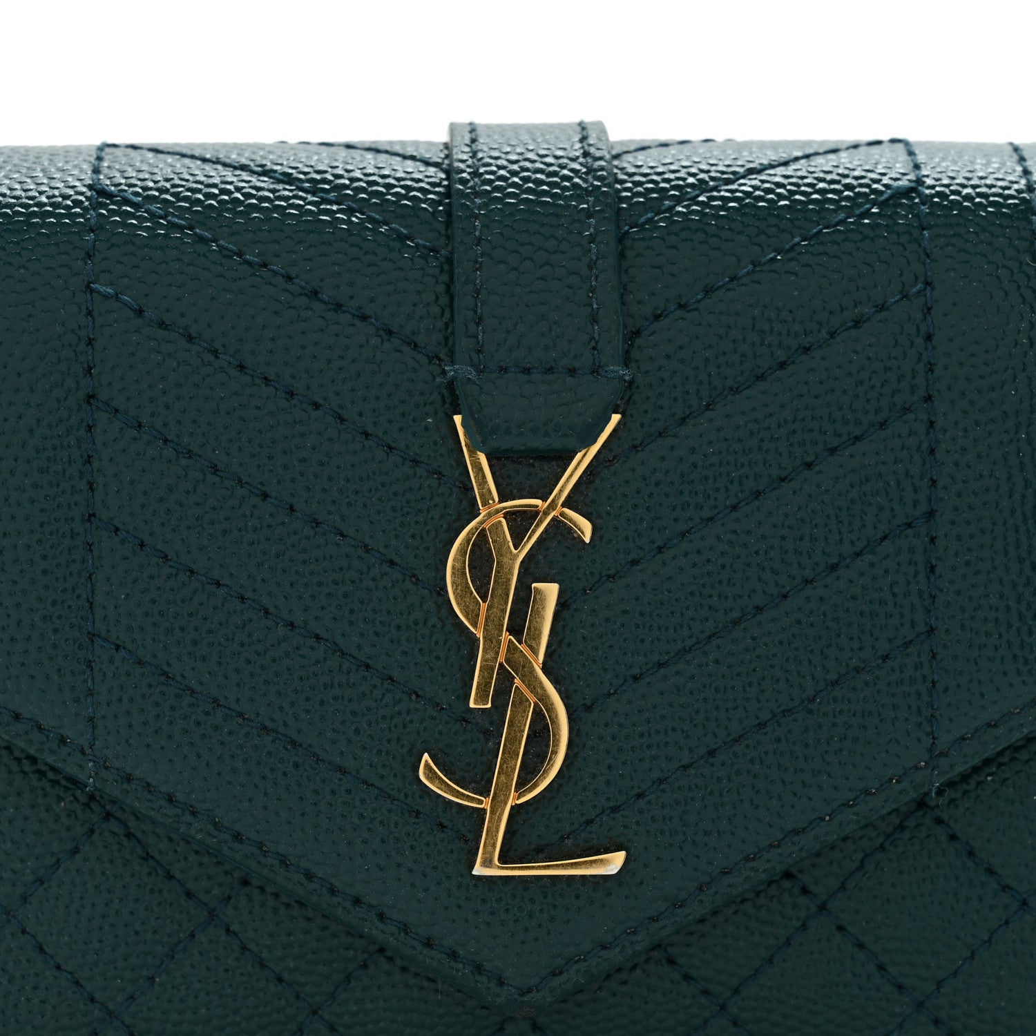 Saint Laurent Grain De Poudre Mixed Matelasse Triquilt Monogram Compact Tri Fold Wallet Sea Turquois 11 of 11