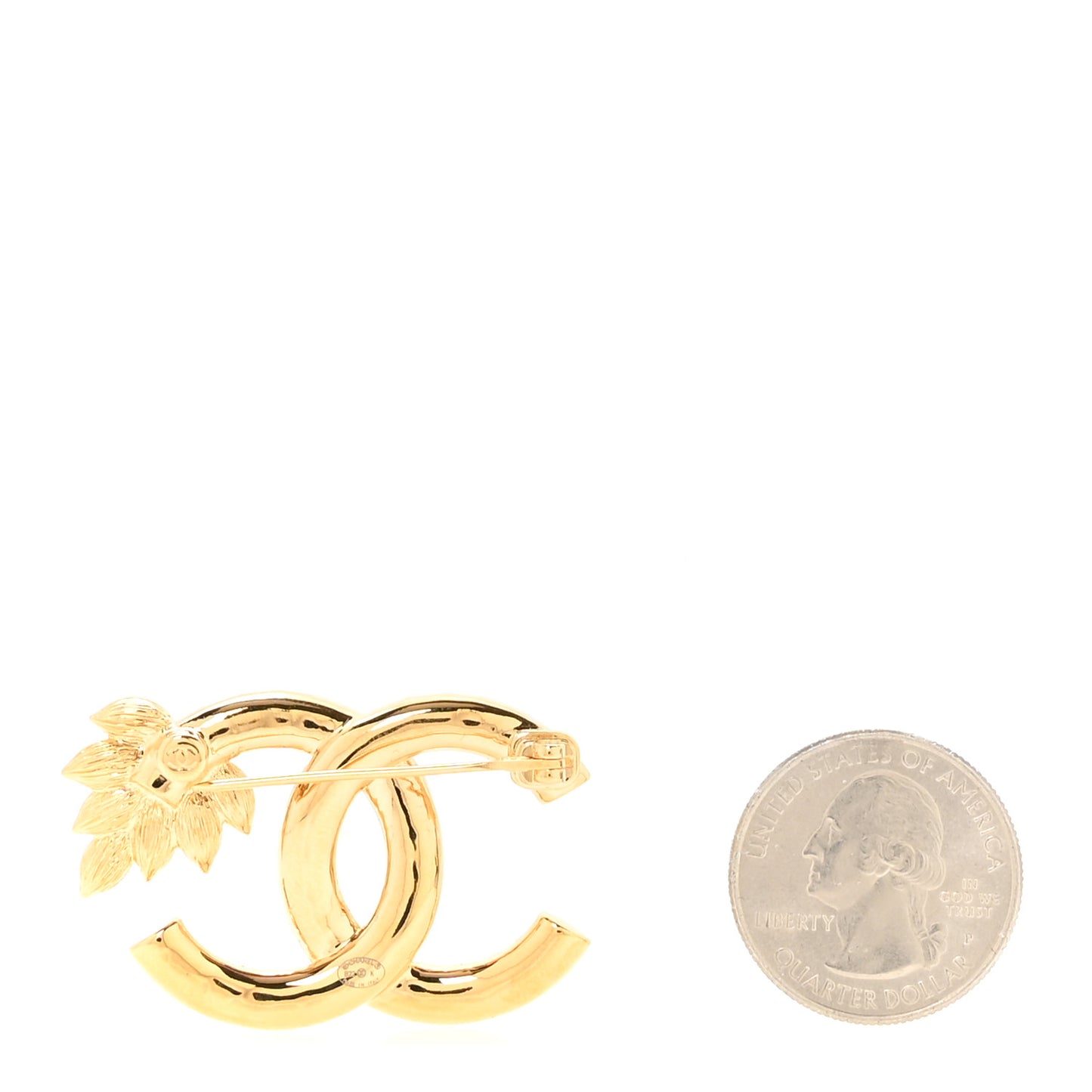 Metal Crystal Wheat CC Brooch Gold
