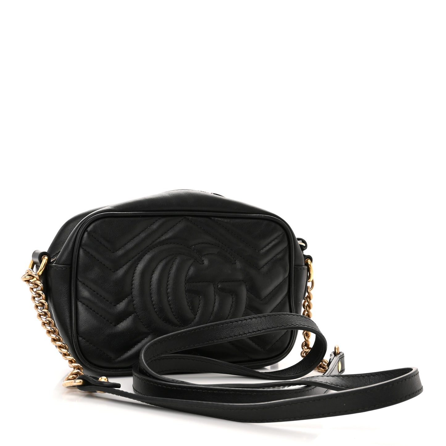 Calfskin Matelasse Mini GG Marmont Chain Shoulder Bag Black
