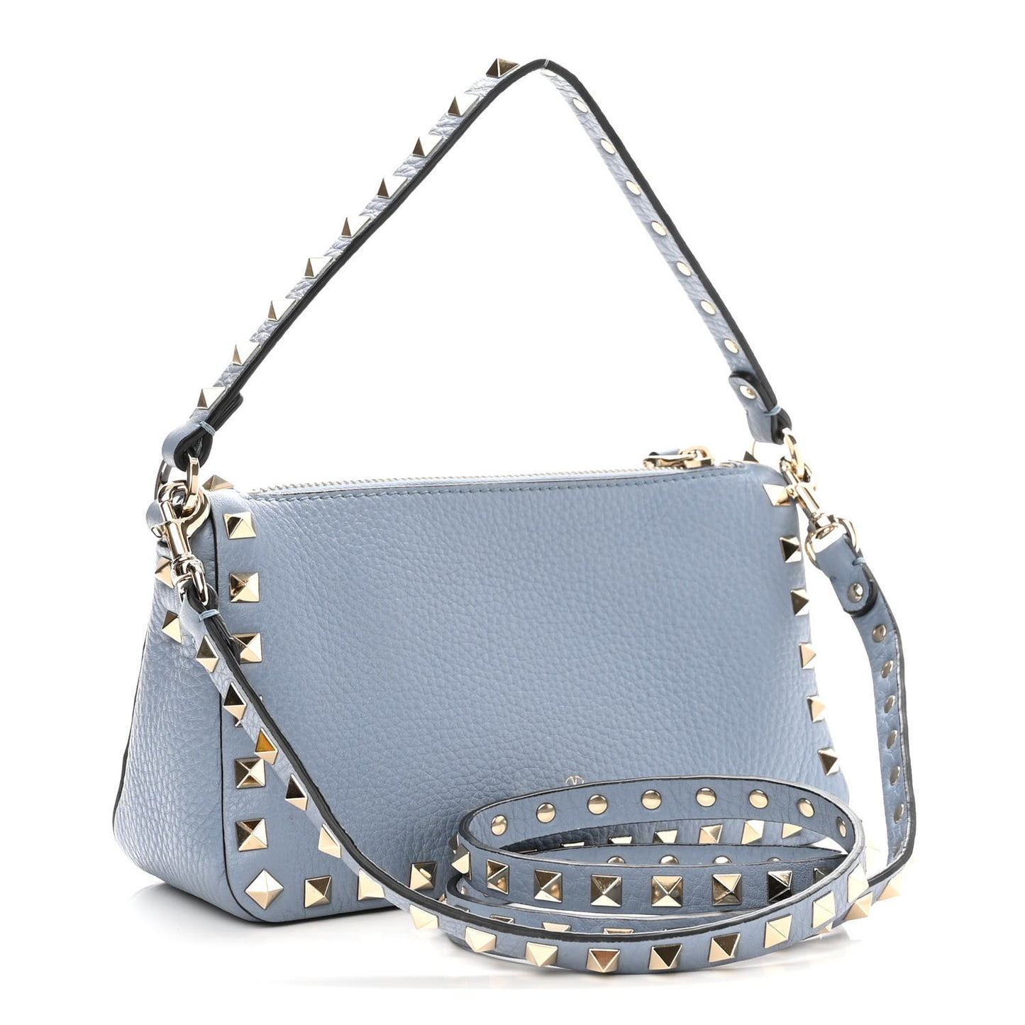 Pebbled Calfskin Small Rockstud Flip Lock Shoulder Bag Niagara