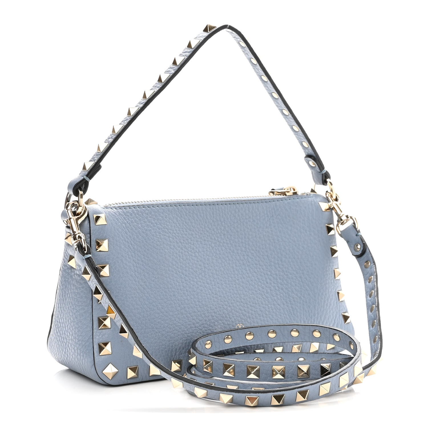 Valentino Garavani Pebbled Calfskin Small Rockstud Flip Lock Shoulder Bag Niagara 3 of 9