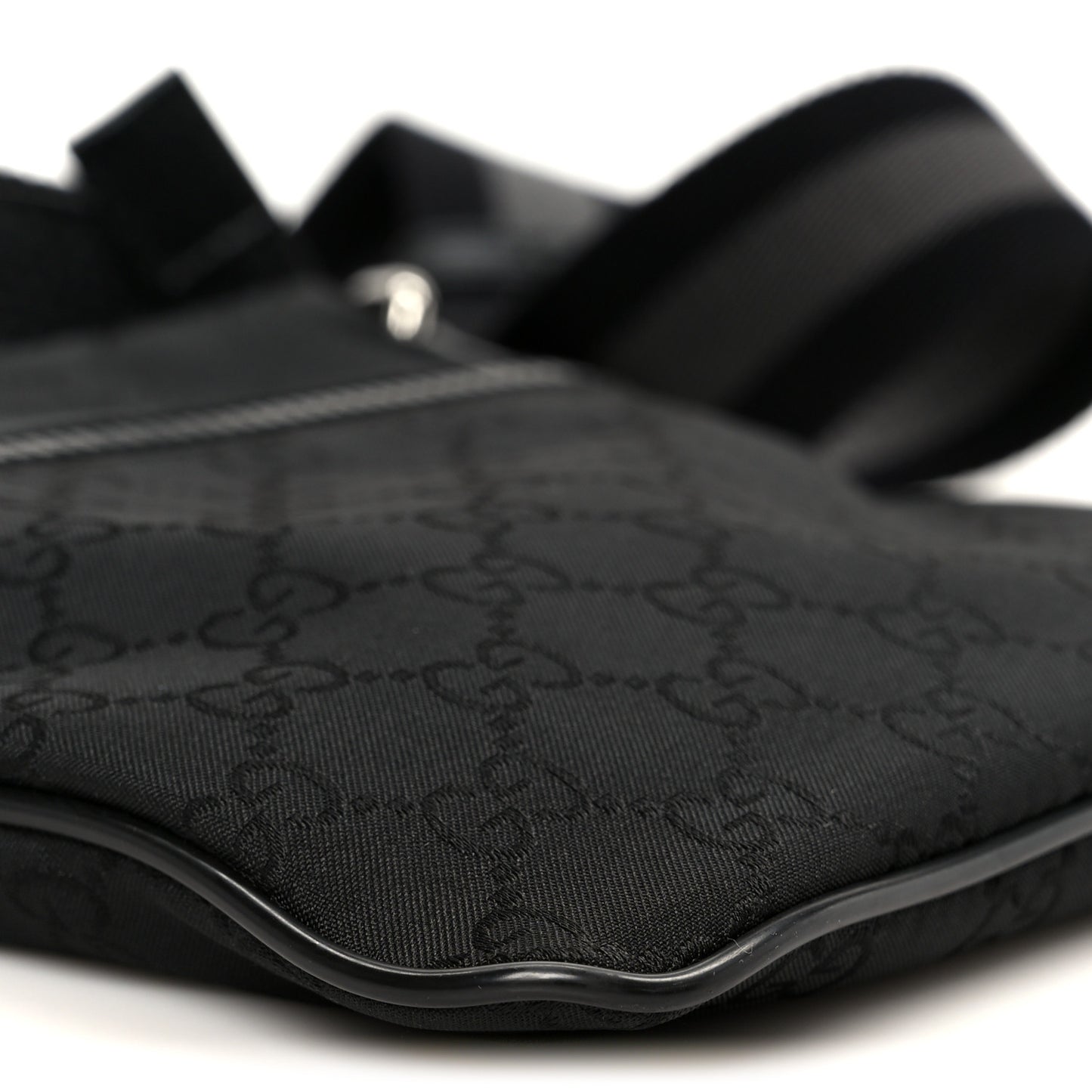 Nylon Monogram Mini Flat Messenger Bag Black