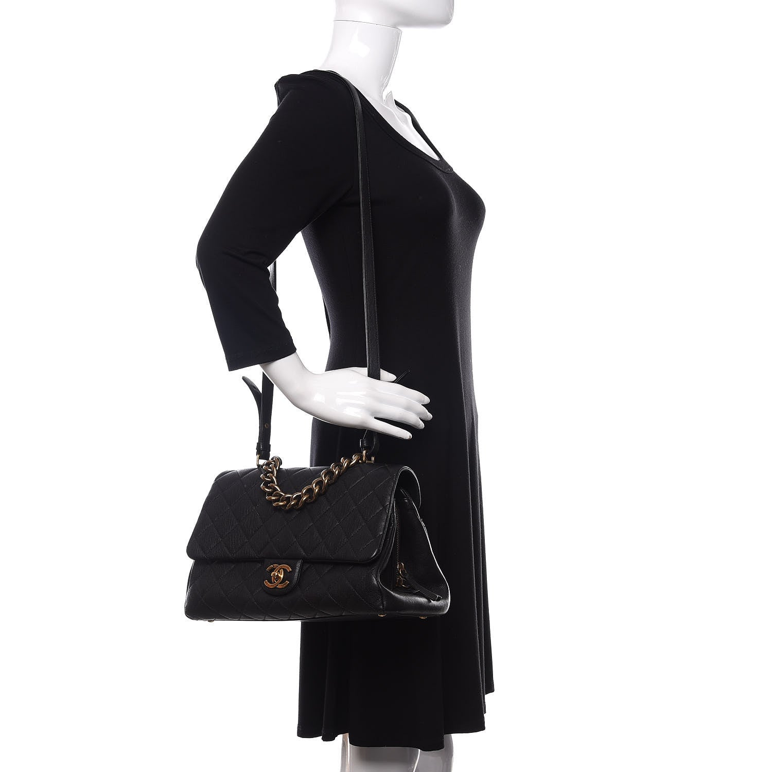Chanel Shiny Sheepskin Quilted Large Trapezio Flap Black 2 of 13