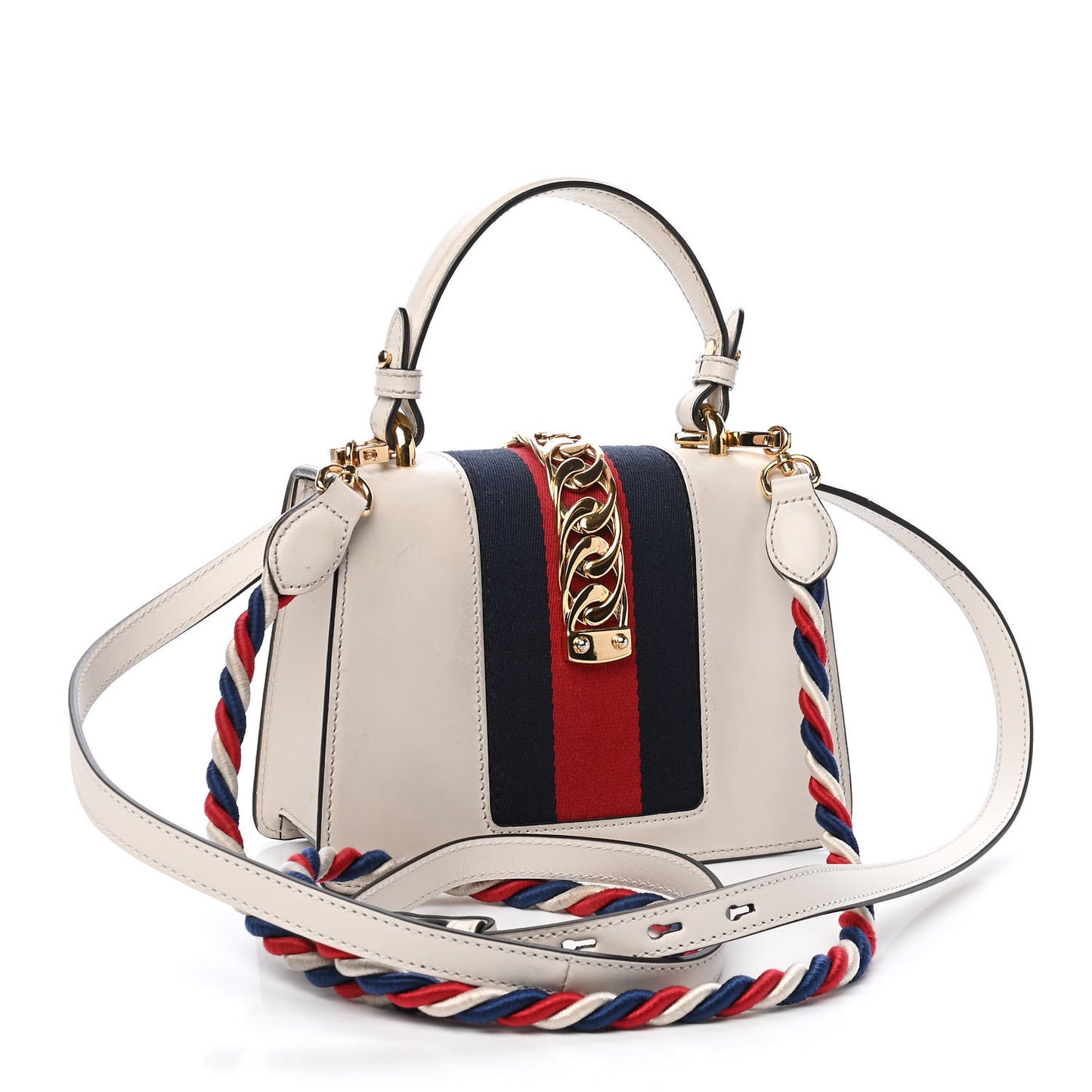 Calfskin Mini Sylvie Top Handle Bag White