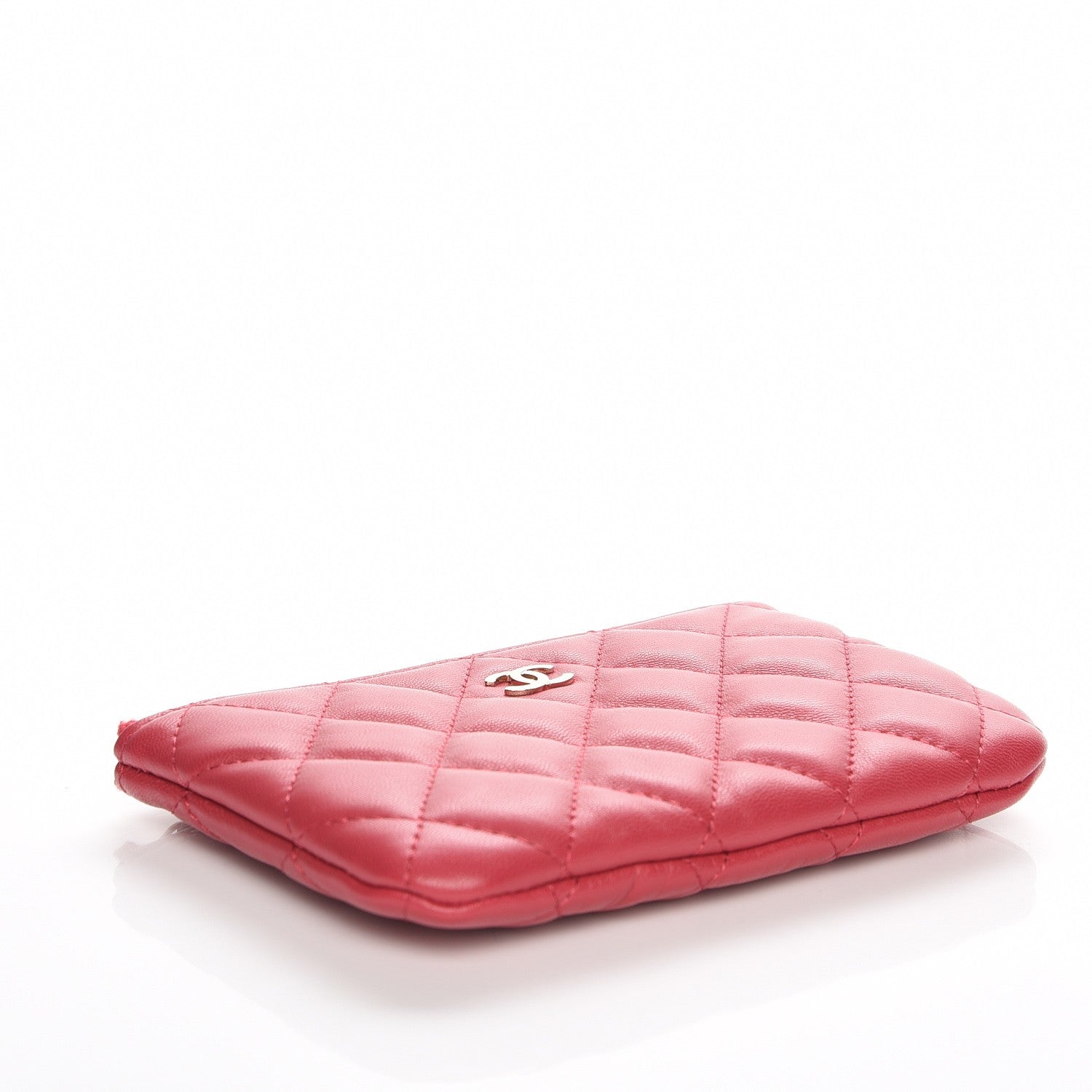 Chanel Lambskin Quilted Small Cosmetic Case Dark Pink 4 of 7