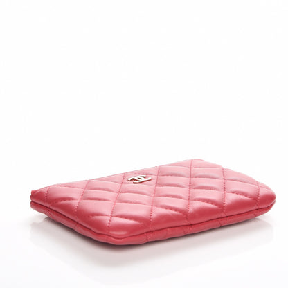 Chanel Lambskin Quilted Small Cosmetic Case Dark Pink 4 of 7