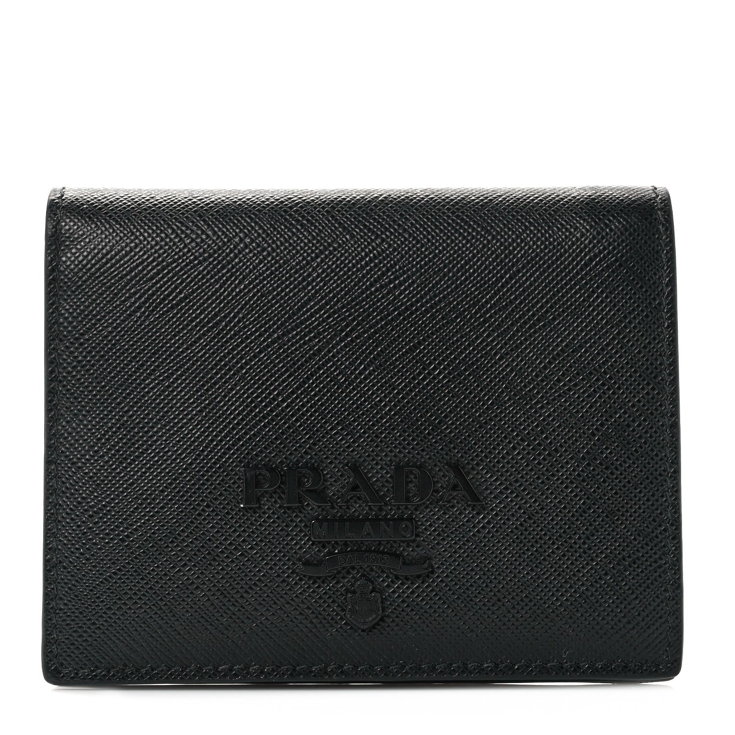 Prada Saffiano Shine Bi-Fold Wallet Black 1 of 8