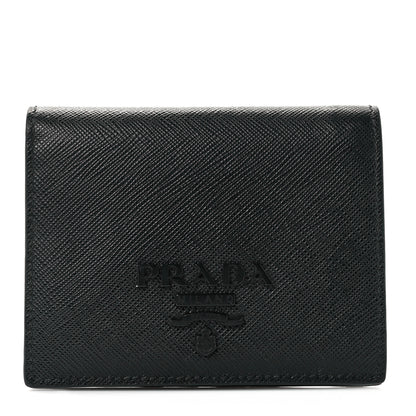 Prada Saffiano Shine Bi-Fold Wallet Black 1 of 8