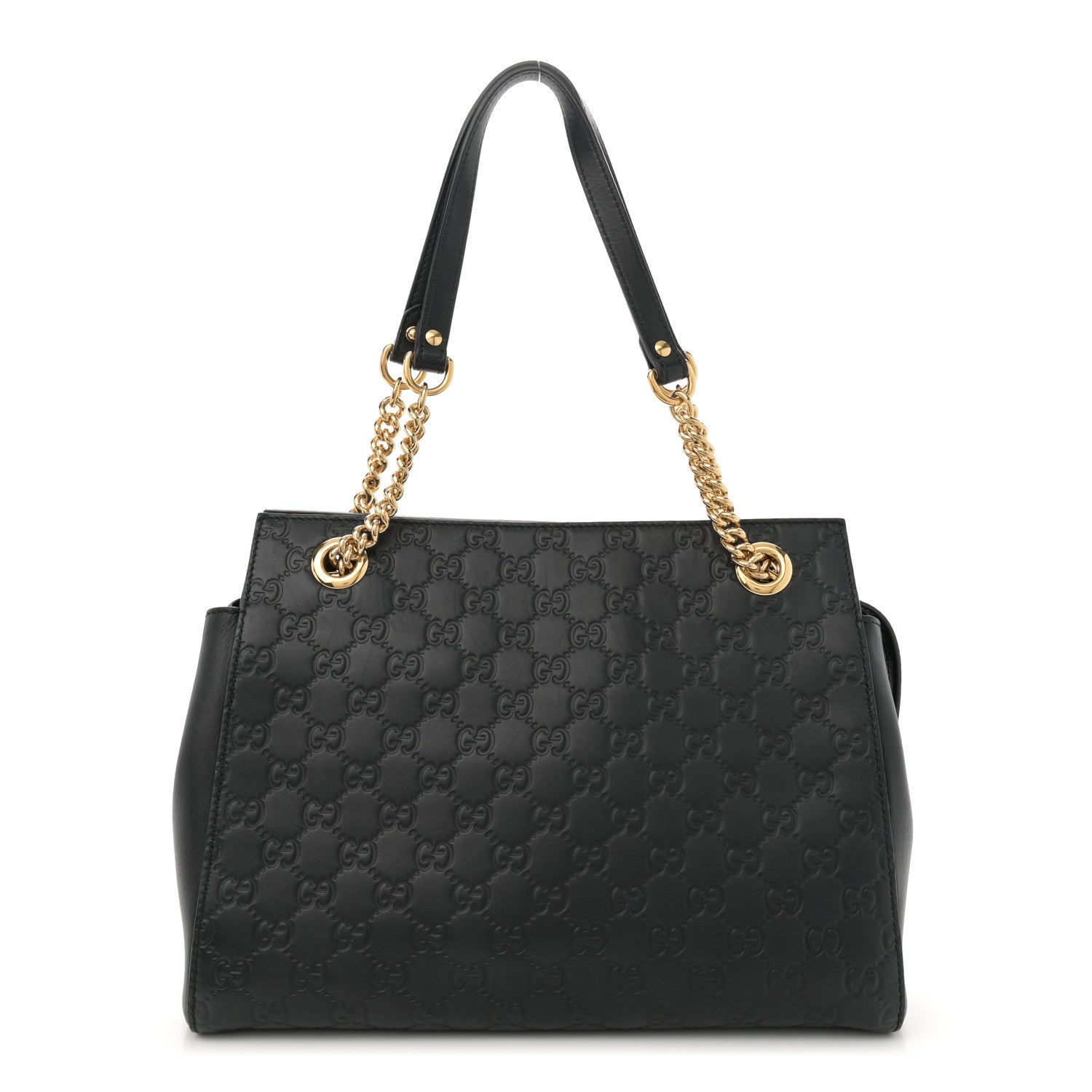 Gucci Guccissima Signature Medium Shoulder Tote Bag Black 1 of 14