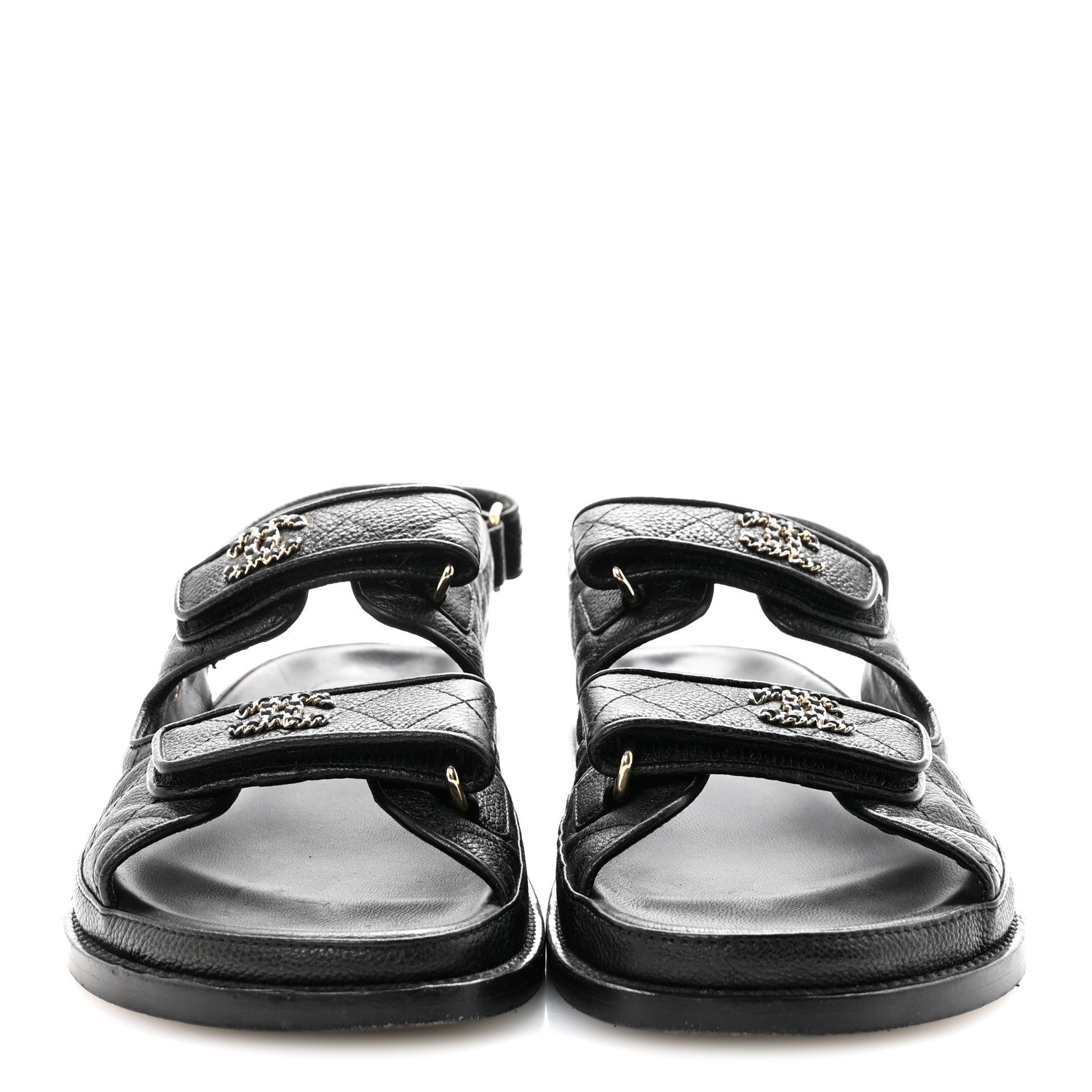 Chanel Grained Calfskin Velcro Dad Sandals 38.5 Black 3 of 10