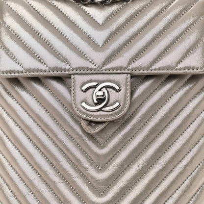 Chanel Iridescent Calfskin Chevron Quilted Small Urban Spirit Backpack Silver 8 of 10