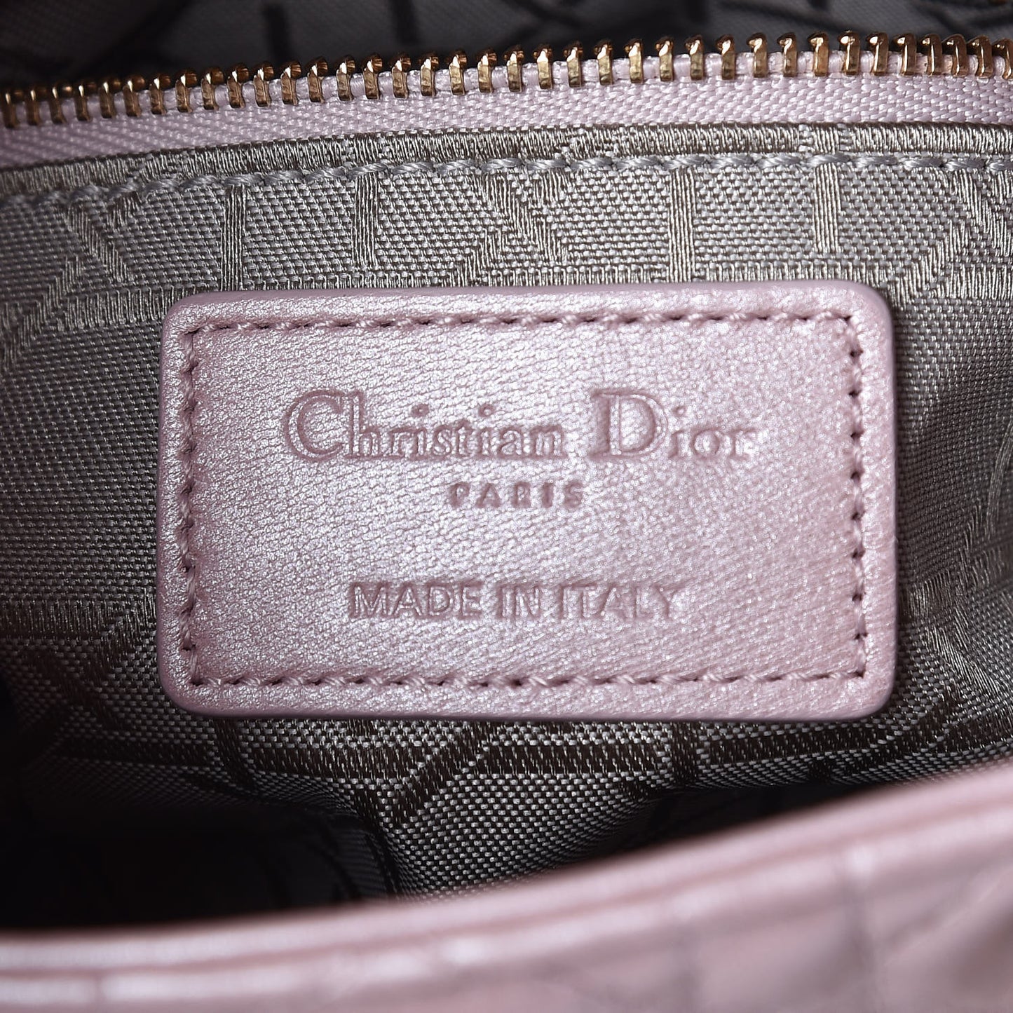 Metallic Lambskin Cannage Mini Lady Dior Lotus