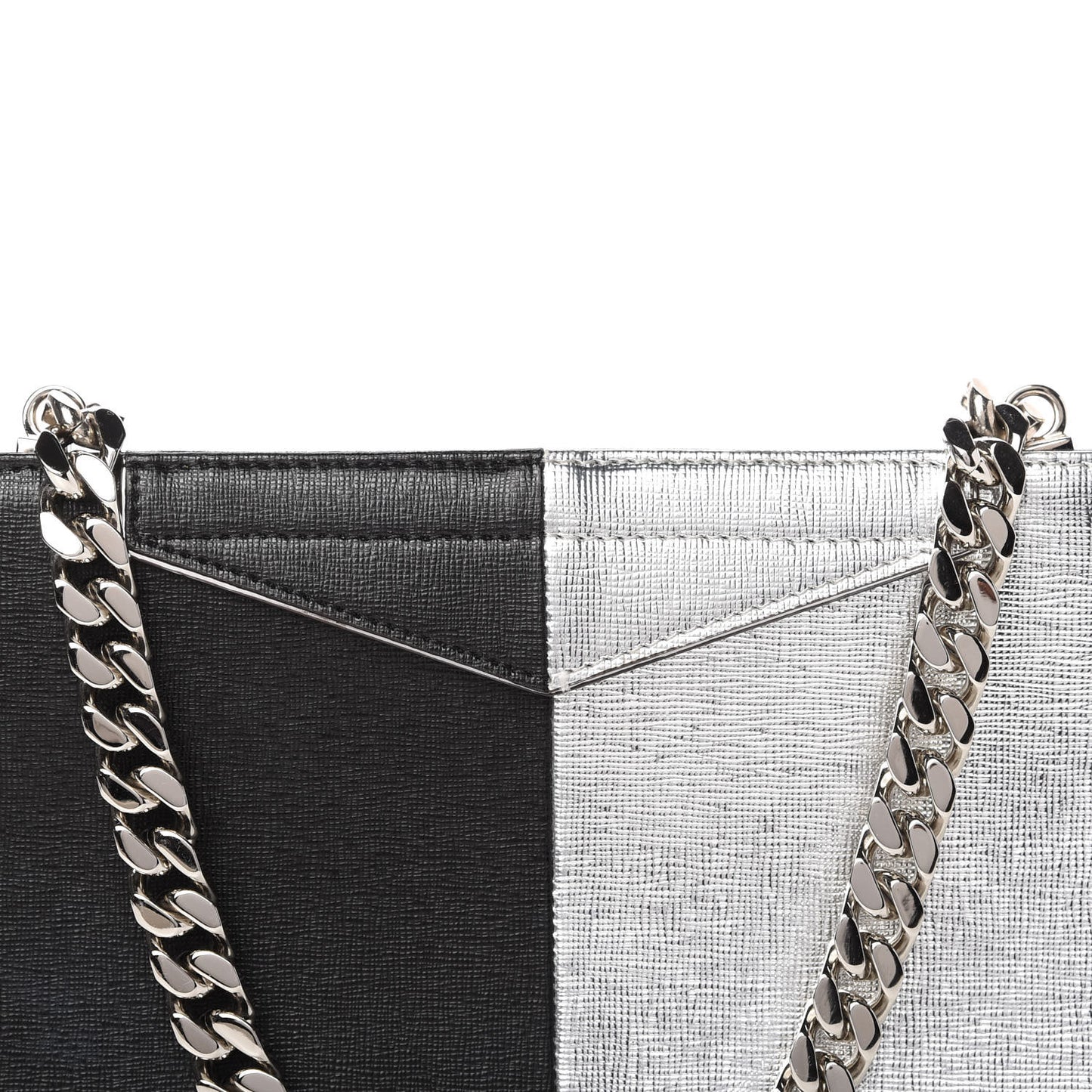 Metallic Saffiano Bi-Color Grande Clutch Black Argento