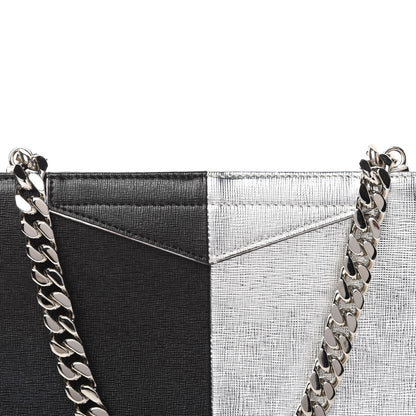 Fendi Metallic Saffiano Bi-Color Grande Clutch Black Argento 9 of 9