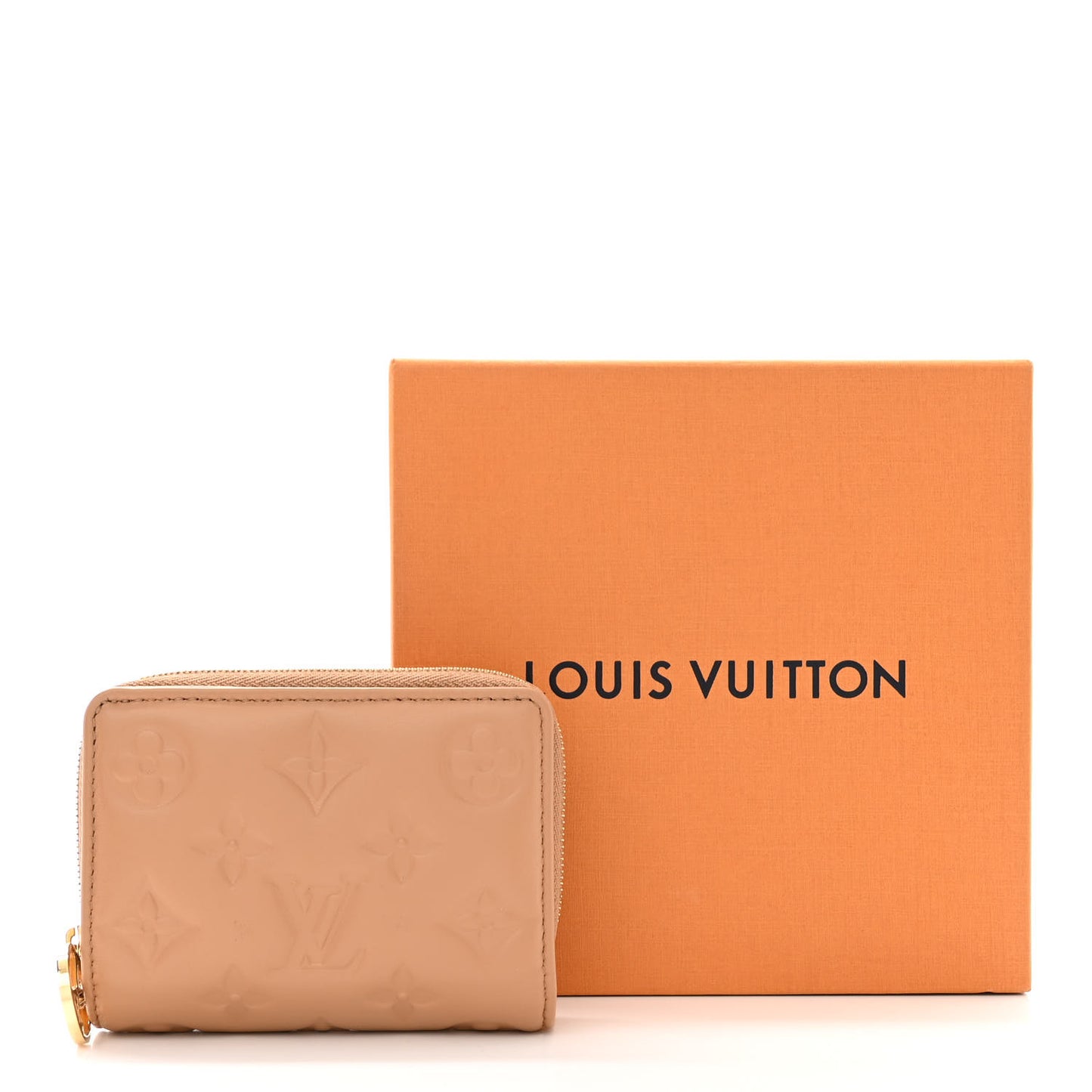 Lambskin Embossed Monogram Lou Coussin Wallet Camel