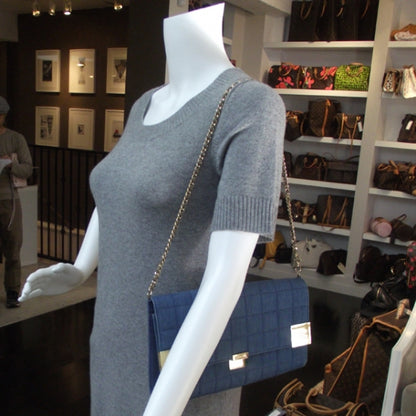 Chanel Denim Chocolate Bar Quilted Flap 2 of 9
