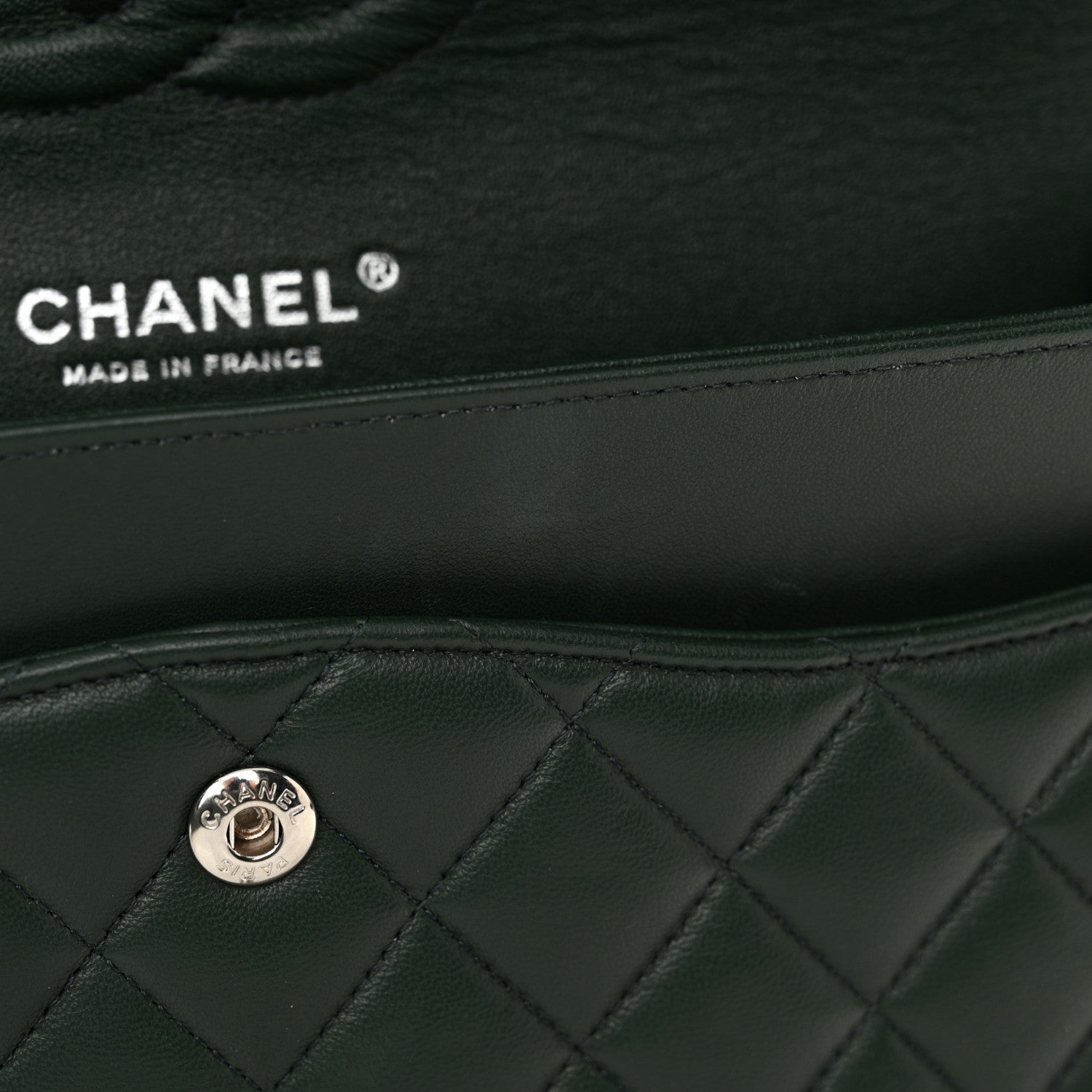 Chanel Lambskin Quilted Medium Double Flap Green 11 of 13