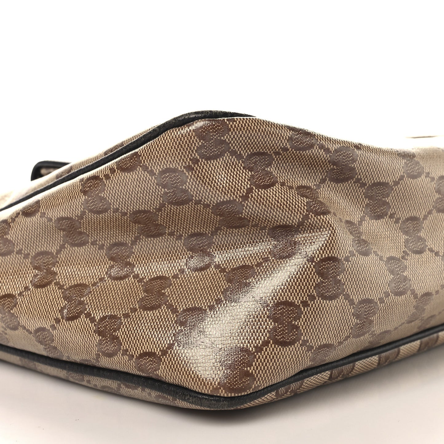 Crystal Monogram Medium Abbey Pocket Hobo Tote Dark Brown